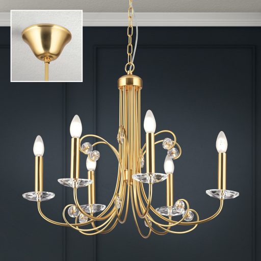 ARIANE klasszikus kristály csillár 6xE14, matt arany