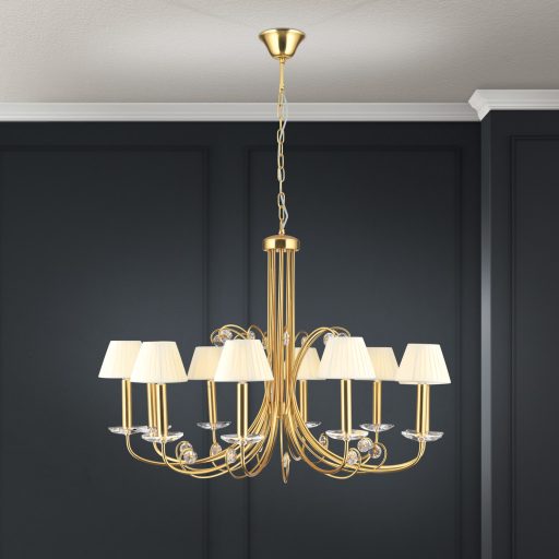 ARIANE klasszikus kristály csillár 10xE14, matt arany