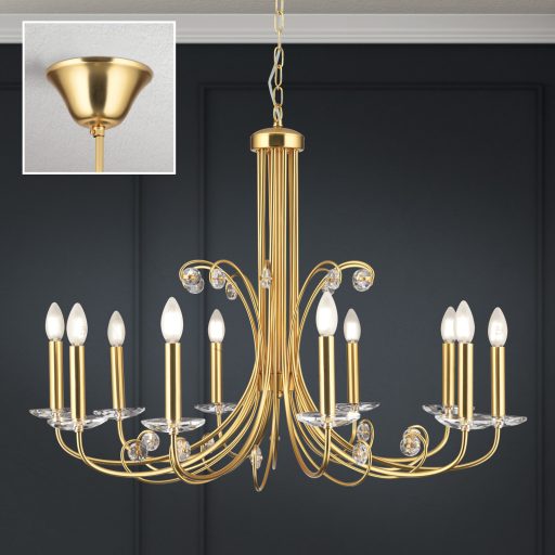 ARIANE klasszikus kristály csillár 10xE14, matt arany