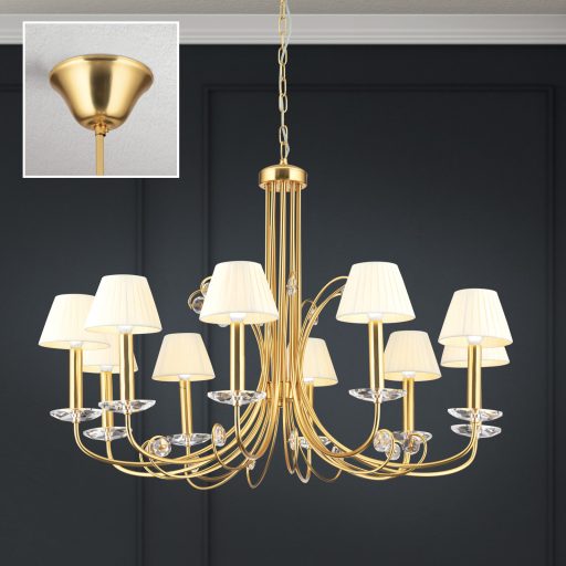 ARIANE klasszikus kristály csillár 10xE14, matt arany