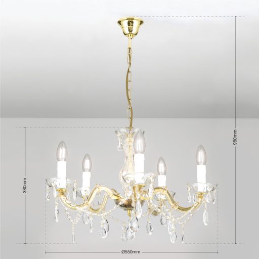 MARIE kristálycsillár, öt karú