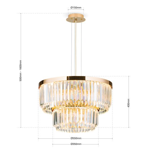 PRISM LED kristálycsillár, arany