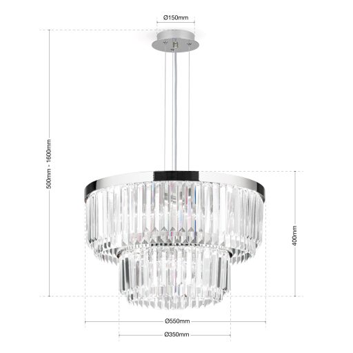 PRISM LED kristálycsillár, króm