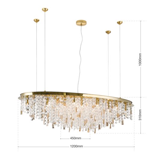 CRYSTALRIVER modern kristály csillár 21xG9, arany