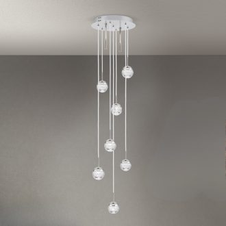   BALL modern LED mennyezeti csillár, fényes nikkel, Ø40 cm, 3000 K