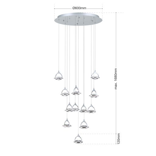 MOON modern kristály LED mennyezeti lámpa , króm, 3600lm