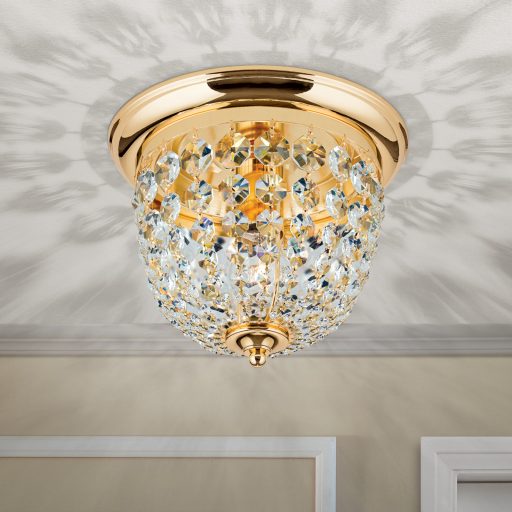 PLAFOND klasszikus kristály mennyezeti lámpa 1xE27, arany
