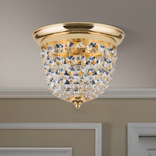 PLAFOND klasszikus kristály mennyezeti lámpa 1xE27, arany