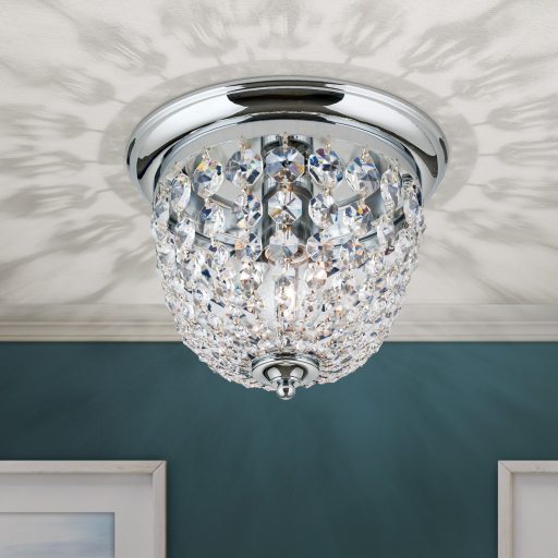 PLAFOND klasszikus kristály mennyezeti lámpa 1xE27, króm