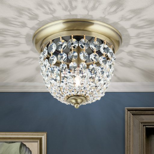 PLAFOND klasszikus kristály mennyezeti lámpa 1xE27, patina