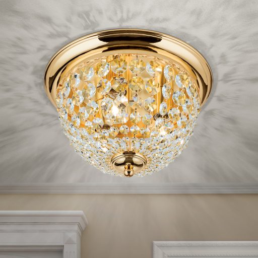 PLAFOND klasszikus kristály mennyezeti lámpa 3xE27, arany