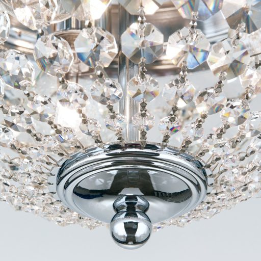 PLAFOND klasszikus kristály mennyezeti lámpa 3xE27, króm