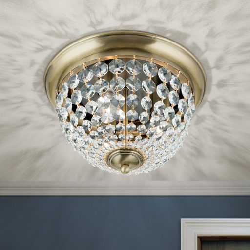PLAFOND klasszikus kristály mennyezeti lámpa 3xE27, patina