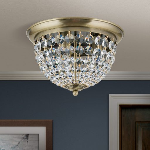 PLAFOND klasszikus kristály mennyezeti lámpa 3xE27, patina