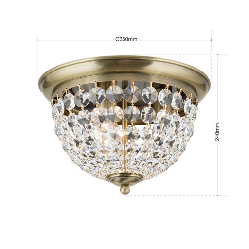 PLAFOND klasszikus kristály mennyezeti lámpa 3xE27, patina