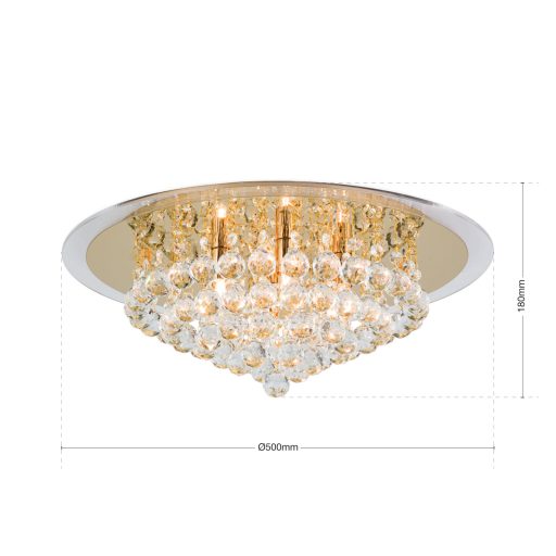 GLORIA kristály mennyezeti lámpa, arany, 50 cm
