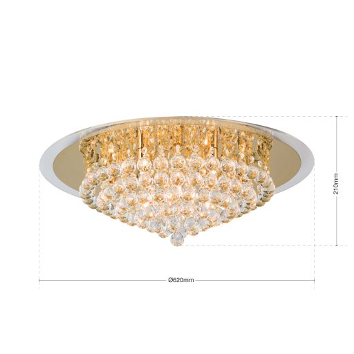 GLORIA kristály mennyezeti lámpa, 62cm, arany