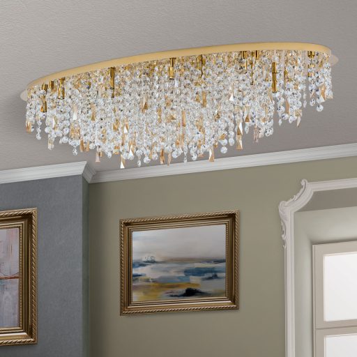 CRYSTALRIVER modern kristály mennyezeti lámpa 21xG9, arany