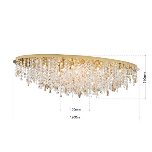 CRYSTALRIVER modern kristály mennyezeti lámpa 21xG9, arany