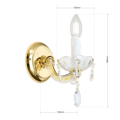 MARIE kristály fali lámpa, egyes