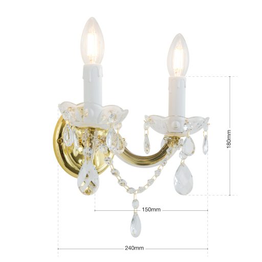 MARIE kristály fali lámpa, kettes