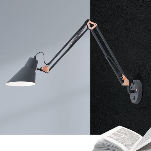 BACHELOR modern fali lámpa 1xE27, fekete/ vörösréz