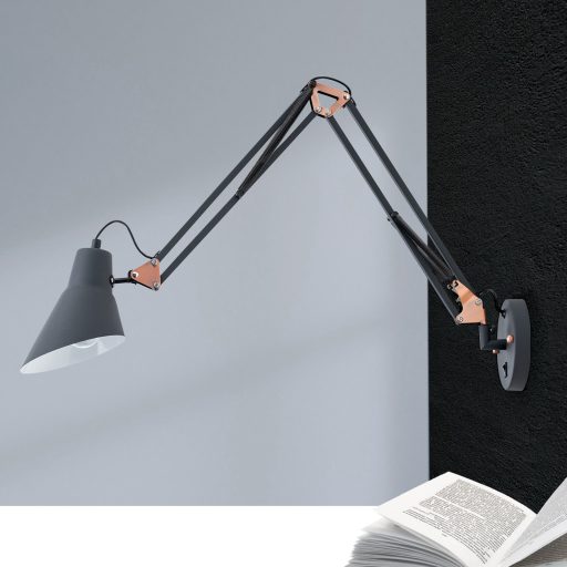 BACHELOR modern fali lámpa 1xE27, fekete/ vörösréz