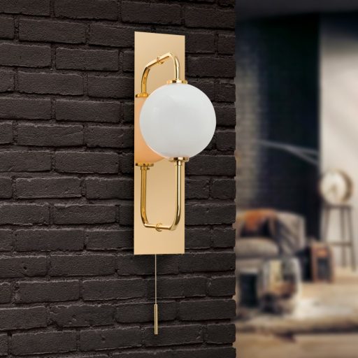 PIPES minimál fali lámpa, 24 karátos arany