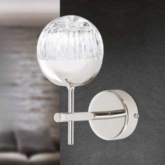 BALL modern LED fali lámpa, fényes nikkel, 18,5 cm, 3000 K