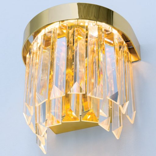PRISM LED kristály fali lámpa, arany