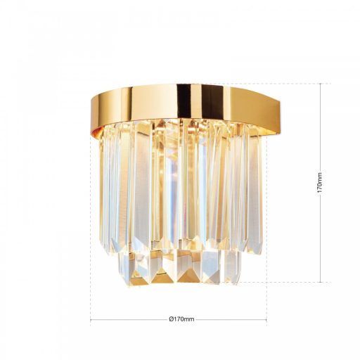 PRISM LED kristály fali lámpa, arany
