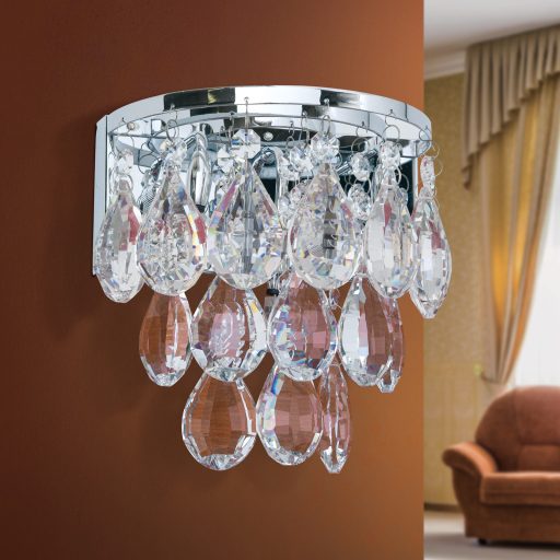 CELESTE modern kristály fali lámpa 2xG9, króm