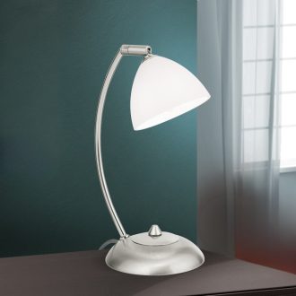 OPALDESIGN modern asztali lámpa, szatén nikkel, 28 cm