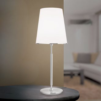 KONUS modern asztali lámpa, szatén nikkel, 75 cm