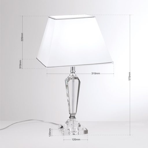 VERONIQUE kristály asztali lámpa, négyzet,krómozott
