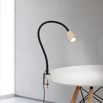   DOTTY modern csíptetős lámpa, khaki, hajlítható nyakkal, 65 cm
