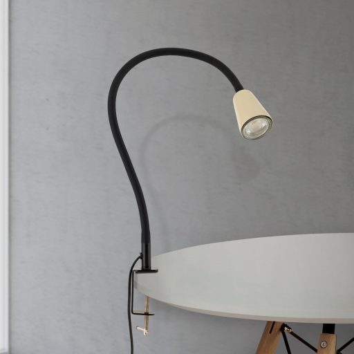 DOTTY modern csíptetős lámpa, khaki, hajlítható nyakkal, 65 cm