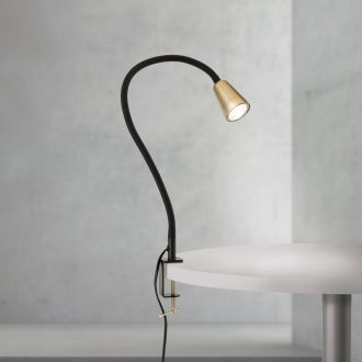  DOTTY modern csíptetős lámpa, fekete, hajlítható nyakkal, 65 cm
