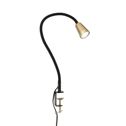 DOTTY modern csíptetős lámpa, fekete, hajlítható nyakkal, 65 cm