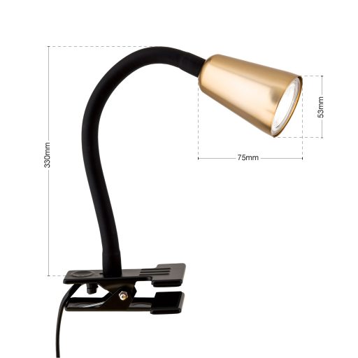 DOTTY modern csíptetős lámpa, fekete, 33 cm