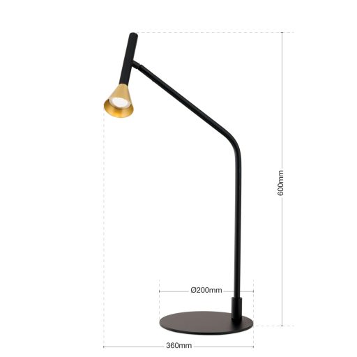 ODEON modern LED asztali lámpa , fekete, 440lm