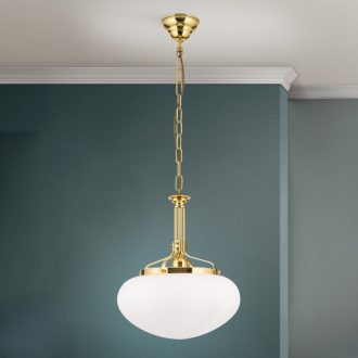   WIENER NOSTALGIE klasszikus függőlámpa, fényes sárgaréz, Ø33 cm