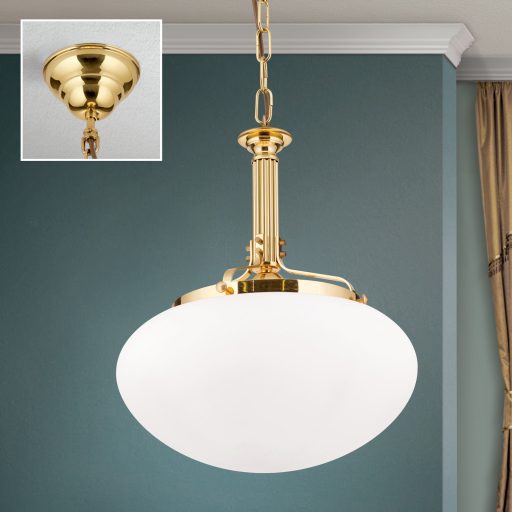 WIENER NOSTALGIE klasszikus függőlámpa, fényes sárgaréz, Ø33 cm