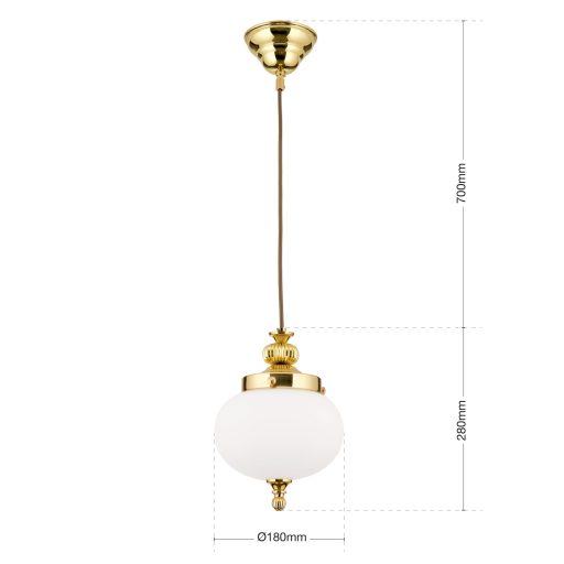 WIENER NOSTALGIE klasszikus függőlámpa, fényes sárgaréz, Ø18 cm