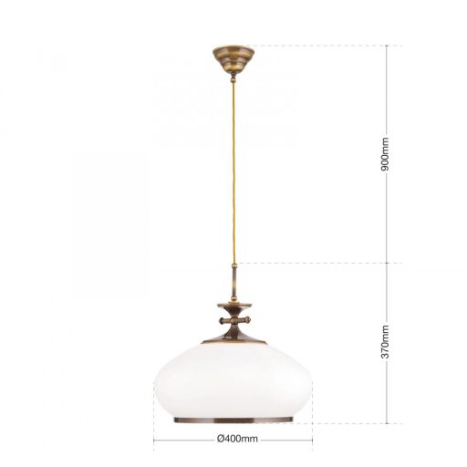 Empire klasszikus függőlámpa arany, opál búra, d:40cm