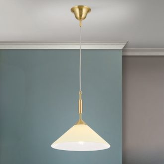   ARTDESIGN modern függőlámpa, matt sárgaréz, matt pezsgőszín üvegbúra, Ø30 cm