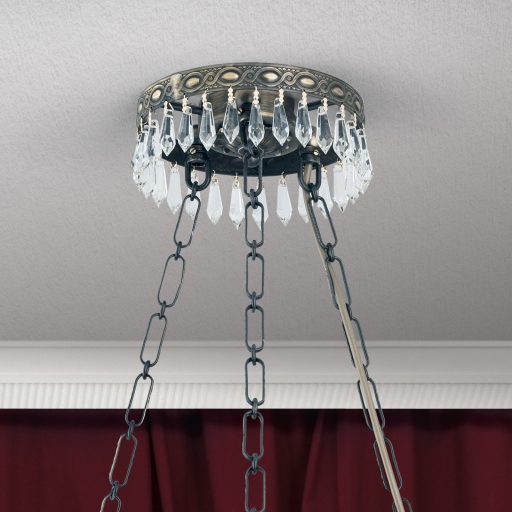 EMPIRE CRYSTAL klasszikus függőlámpa, antik patina, Ø49 cm