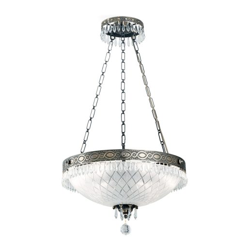 EMPIRE CRYSTAL klasszikus függőlámpa, antik patina, Ø49 cm