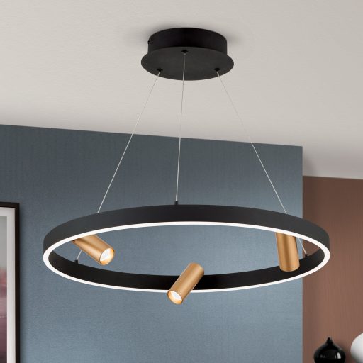 BERLIN modern LED csillár , matt fekete, 3000lm