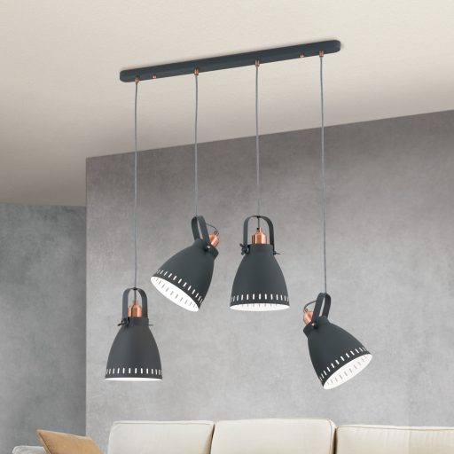 THEKE modern függőlámpa 4xE27, fekete/ vörösréz